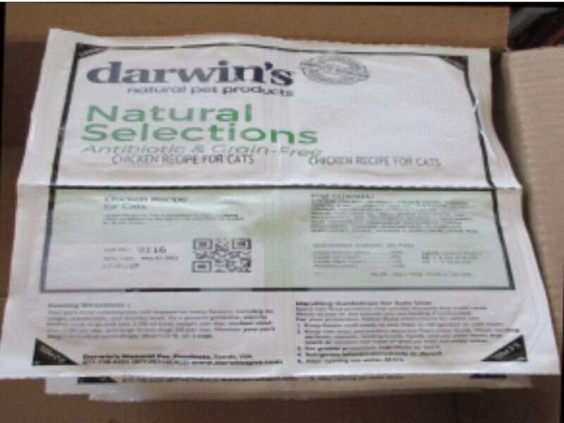 FDA warns of salmonella danger in darwin's raw cat food