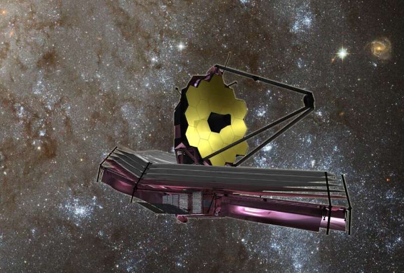 (فایل ها) در این فایل 30 اوت 2007، این نسخه از هنرمند ناسا تلسکوپ فضایی جیمز وب (JWST) را نشان می دهد.
