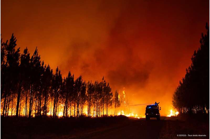 Firefighters combat major wildfire in southwestern France
