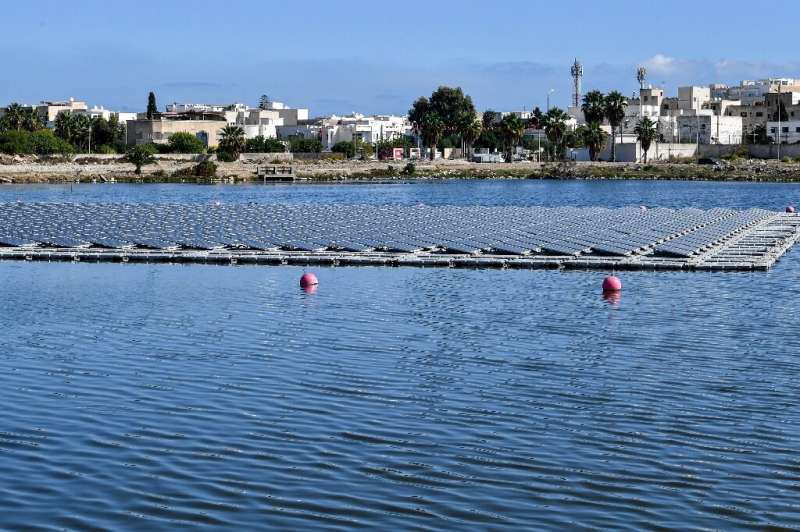 Floating solar panels in a water reservoir in Le Kram, near Tunisia's capital Tunis, are part of efforts to harness the country'