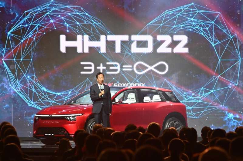 Foxconn founder Terry Gou introduces the Model B electric vehicle at a Tuesday media date in Taipei