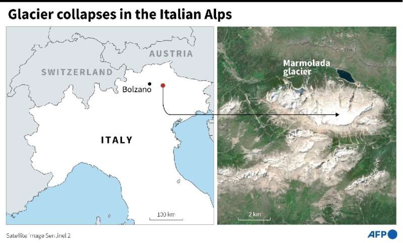 Un glacier s'effondre dans les Alpes italiennes