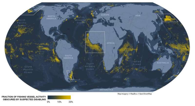 Global analysis reveals where fishing vessels turn off their detection devices