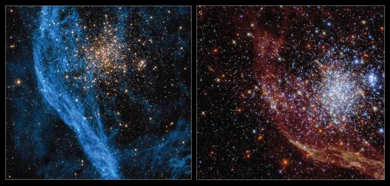 Hubble captures dual views of an unusual star cluster