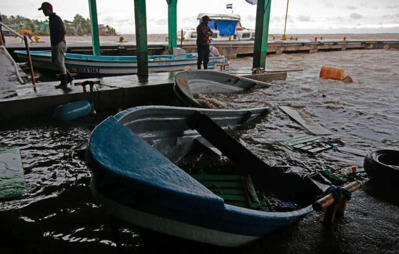 Hurricane Julia severely damaged fishing boats in the coastal town of Bluefields, Nicaragua