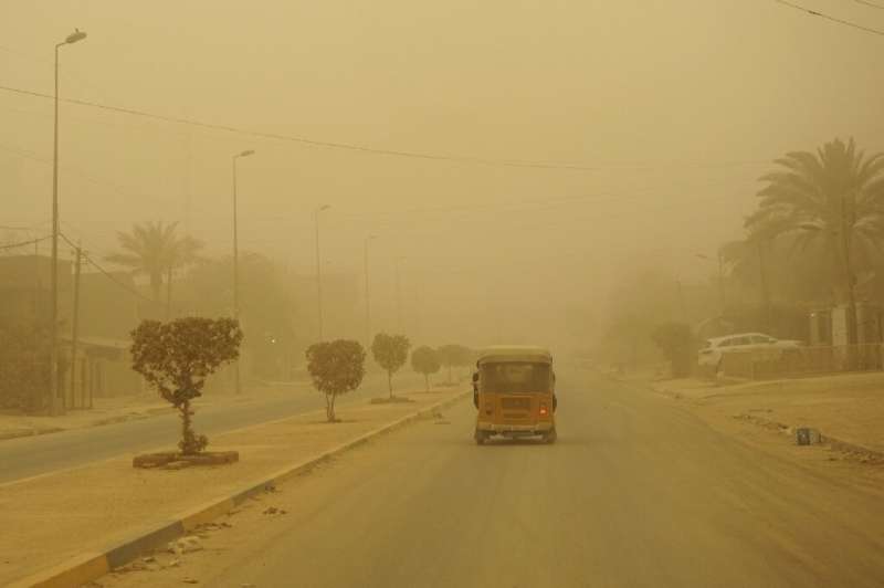 Iraq is yet again covered in a thick sheet of orange as it suffers the latest in a series of dust storms that have become increa