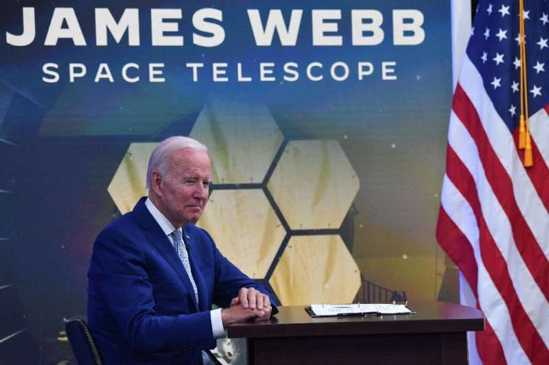 Le président américain Joe Biden lors de la publication de la première image du télescope spatial James Webb, le 11 juillet 2022