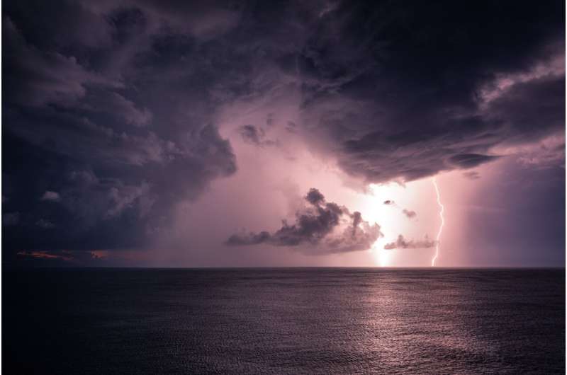 lightning ocean