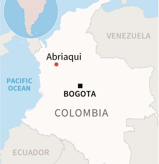 Map of Colombia looking for Abriaqui, where heavy rains and flooding took place