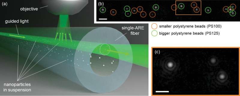 Microstructured fiber measures the size of nanoparticles