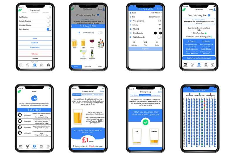 Mobile app to help those seeking to reduce their alcohol consumption