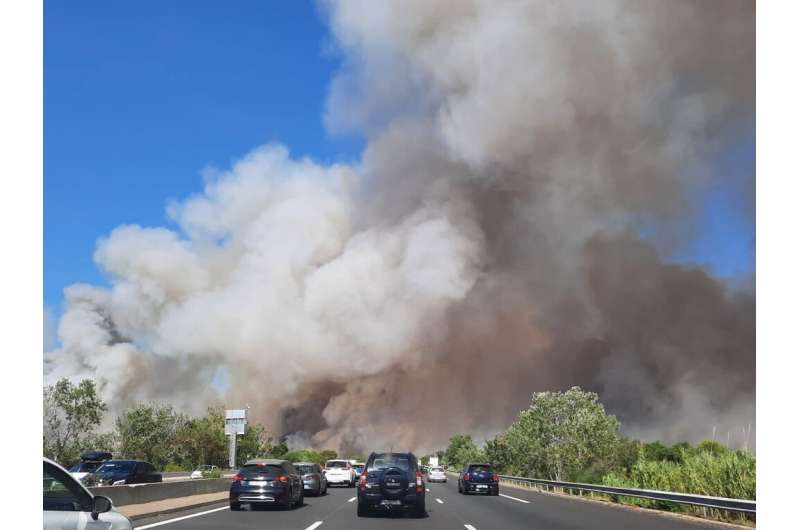 Motorways in southern France were affected by the fires with some having to be closed