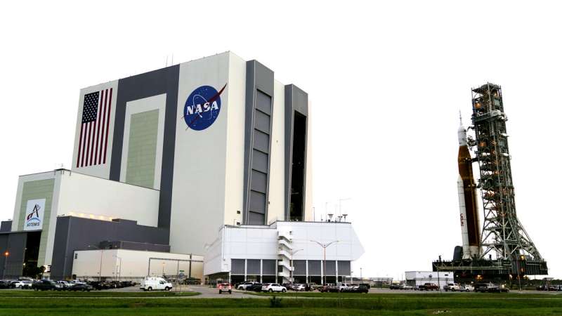 NASA moon rocket back in hangar, launch unlikely until Nov.