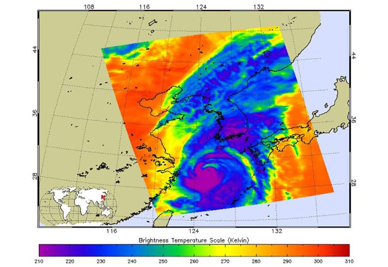 NASA's AIRS instrument records Typhoon Hinnamnor before landfall
