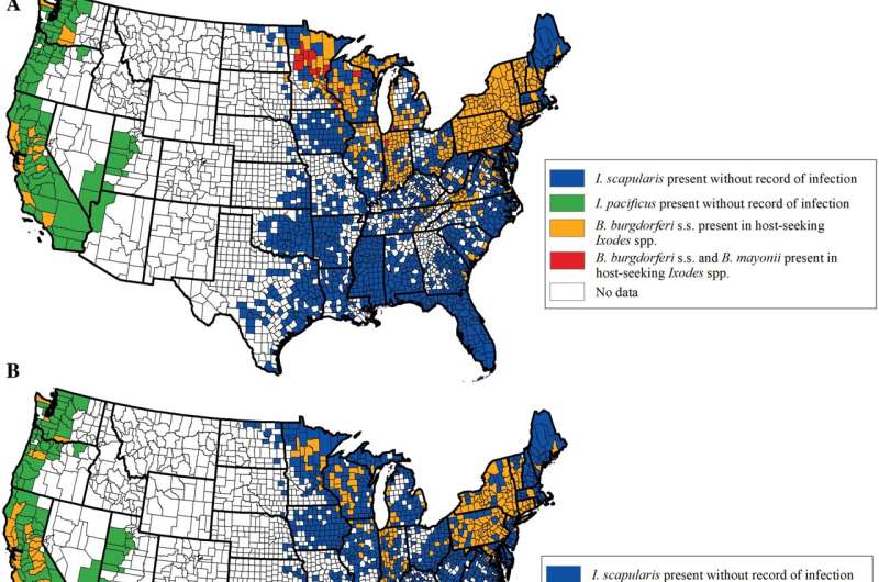 New CDC study details county-level distribution of seven diseases spread by blacklegged ticks
