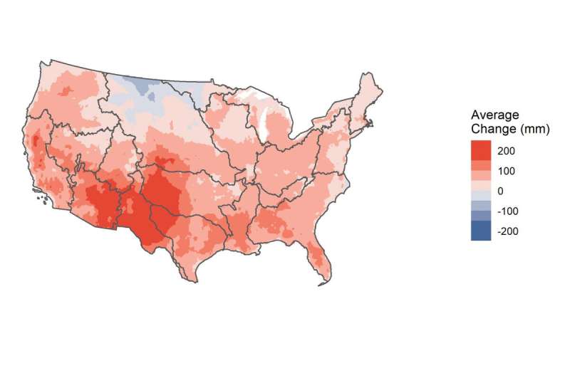 New study shows robust increases in atmospheric thirst across much of U.S. during past 40 years
