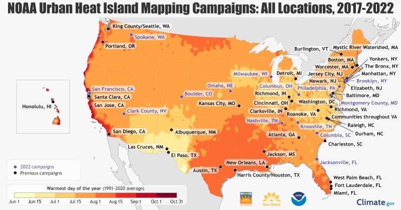 NOAA and communities to map heat inequities in 14 U.S. cities and counties