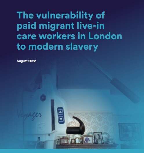 Paid migrant live-in care workers in London at risk of modern slavery