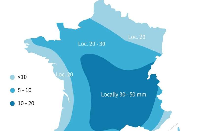 Predicted rainfall in France