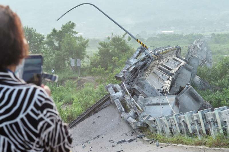 Roads in Hualien county were torn up by Sunday's quake