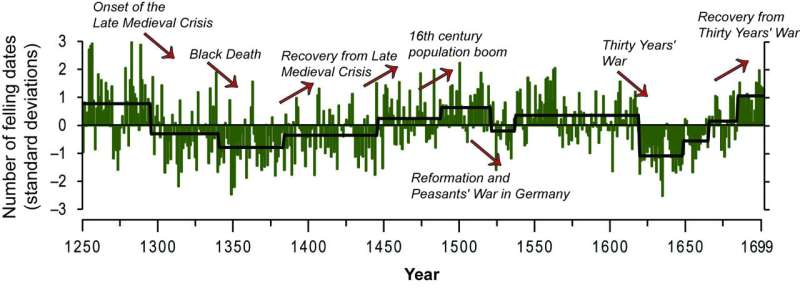 Scientists decode 450 years of boom and crisis in Europe from ages of building timber