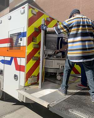 Team demonstrates MRI scan in ambulance