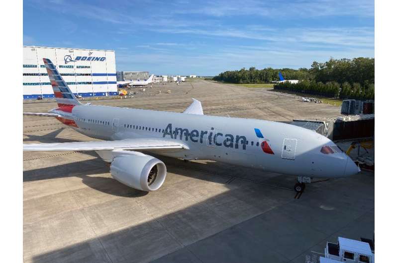 The Boeing 787 Dreamliner that was delivered to American Airlines on August 10, 2022 is seen in a handout photo from the aviatio
