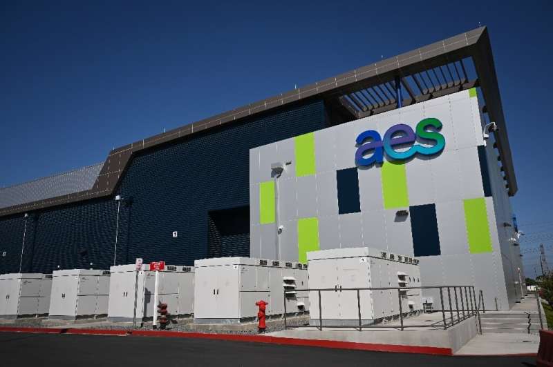 The huge AES Southland electricity storage facility, which resembles an enormous server farm, is one of the largest in the state