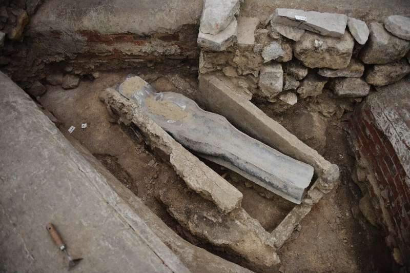 The lead sarcophagus is thought to hold a 14th century digniatary