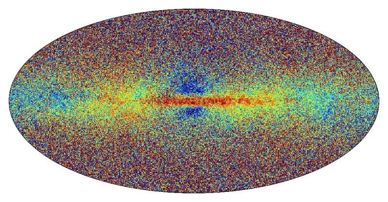 The Milky Way, using Gaia's new data, in which the stars richer in metals are made to appear redder
