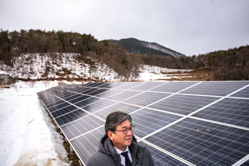 The price of solar-generated electricity is &quot;a little higher&quot; than conventional power, said CEO Motoaki Sagara