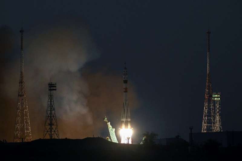 The Soyuz MS-22 spacecraft carrying the crew of Russian cosmonauts Sergey Prokopyev and Dmitri Petelin and NASA astronaut Frank 