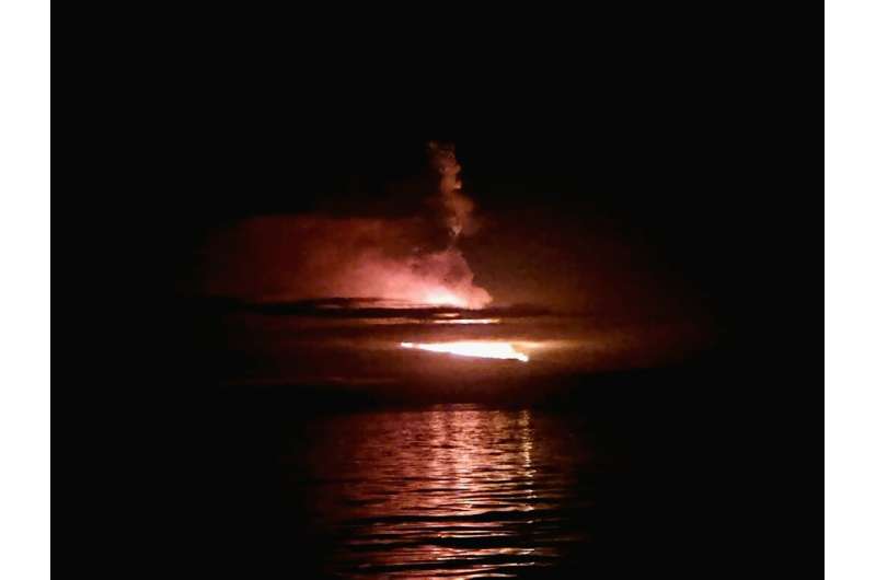 The Wolf Volcano, the highest on the Galapagos Islands, erupted early Friday