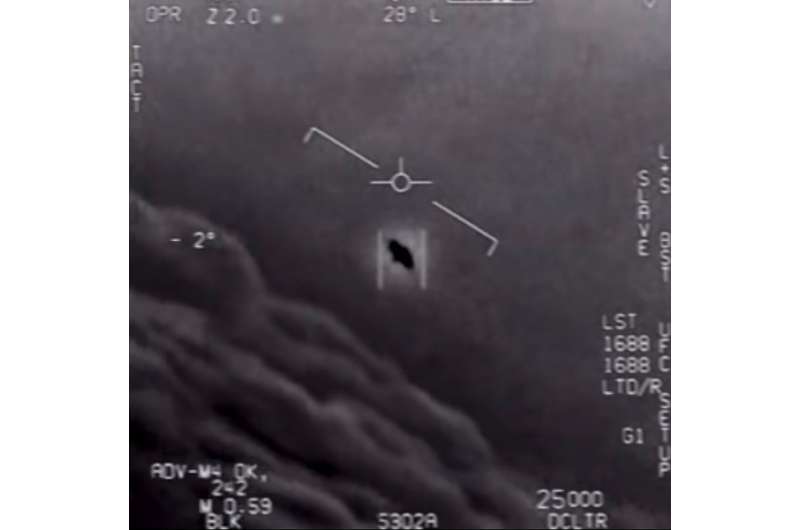This video grab image obtained April 28, 2020 courtesy of the US Department of Defense shows part of an unclassified video taken