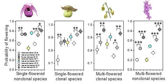 Trait-dependent demographic costs of reproduction in coexisting plant species