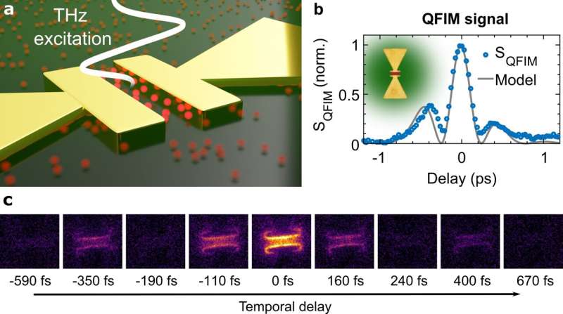 Ultrafast imaging of terahertz electric waveforms using quantum dots