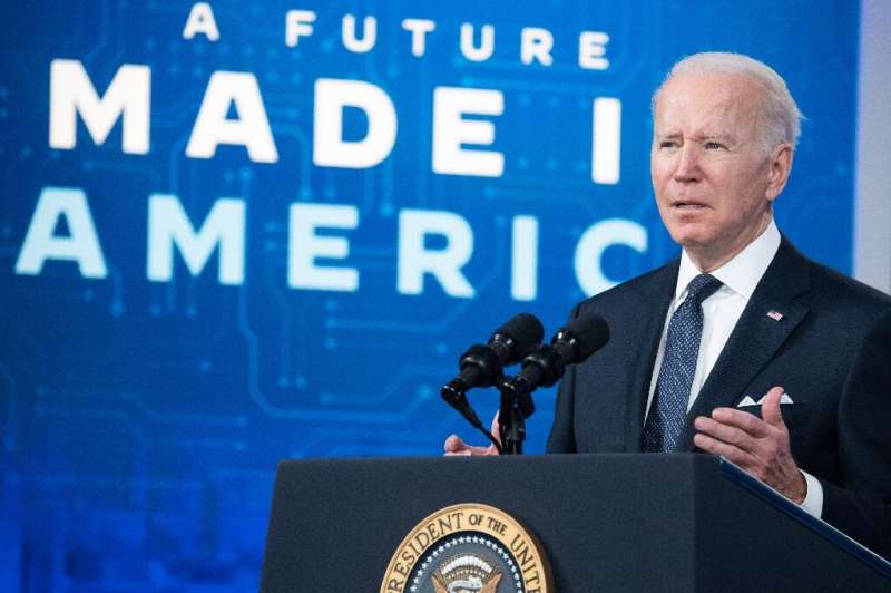 US President Joe Biden has encouraged US firms to expand semiconductor production amid a shortage that has played a role in driv