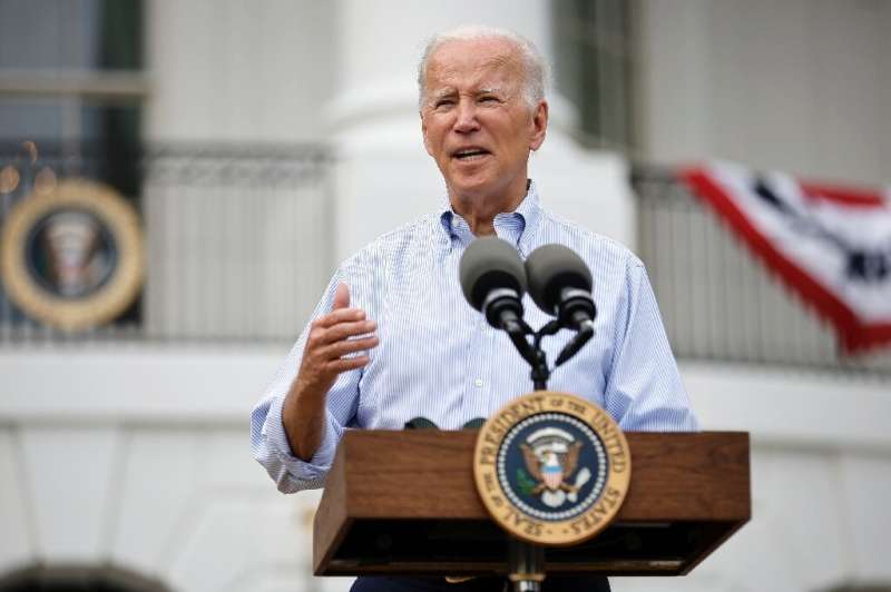 US President Joe Biden delivers brief remarks on the South Lawn of the White House on July 12, 2022