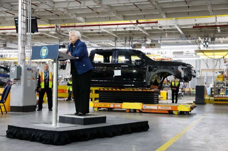 US Treasury Secretary Janet Yellen, pictured at a Ford center in Dearborn, Michigan on September 8, 2022, says she expects suppl