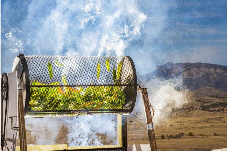 Using the power of the sun to roast green chile