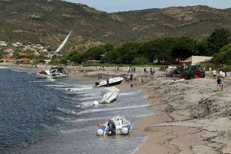 Violent storms washed several boats ashore near Sagone, and dozens of rescue operations were carried out at sea