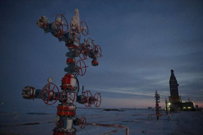 Wellhead equipment at the Utrenneye field, the resource base for Novatek's Arctic LNG 2 project, located in the Gydan Peninsula 