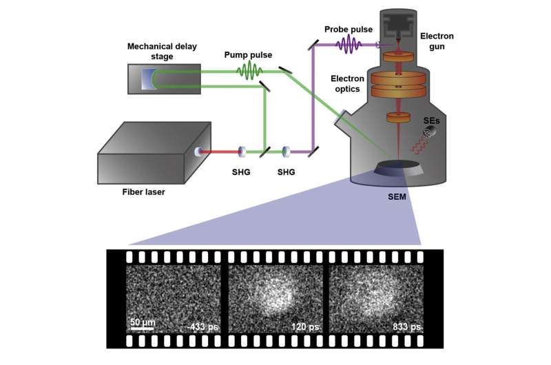 Met ultrasnelle scanning-elektronenmicroscopie onthullen onderzoekers de transporteigenschappen van hete fotodragers van kubisch boor
