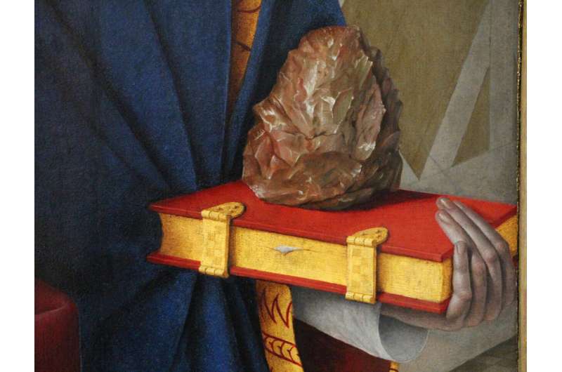 A 15th century French painting depicts an ancient stone tool