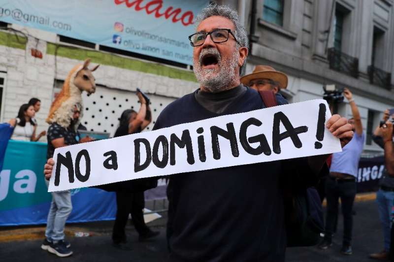 A Chilean voices his protest to the Dominga mining project in Chile on January 18, 2023