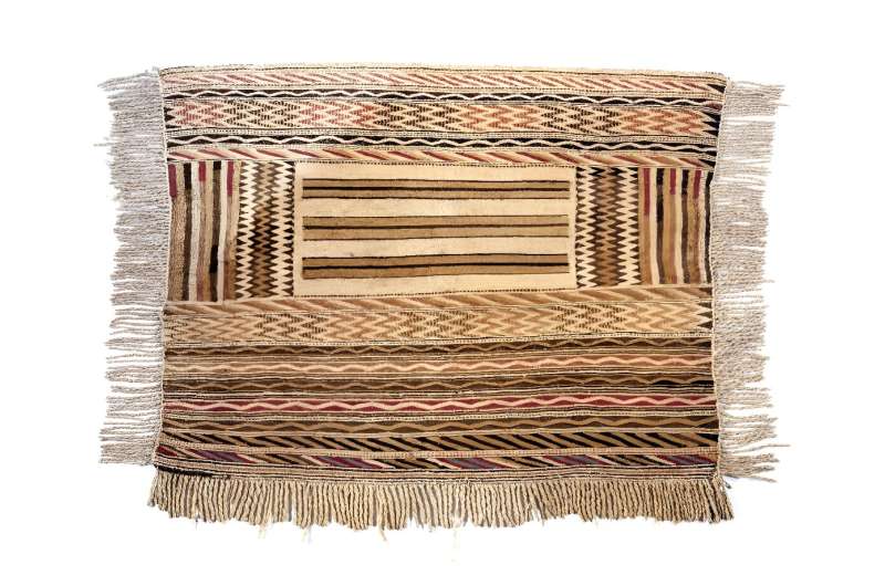 A classic-style Coast Salish blanket, which includes a mixture of woolly dog and goat wool