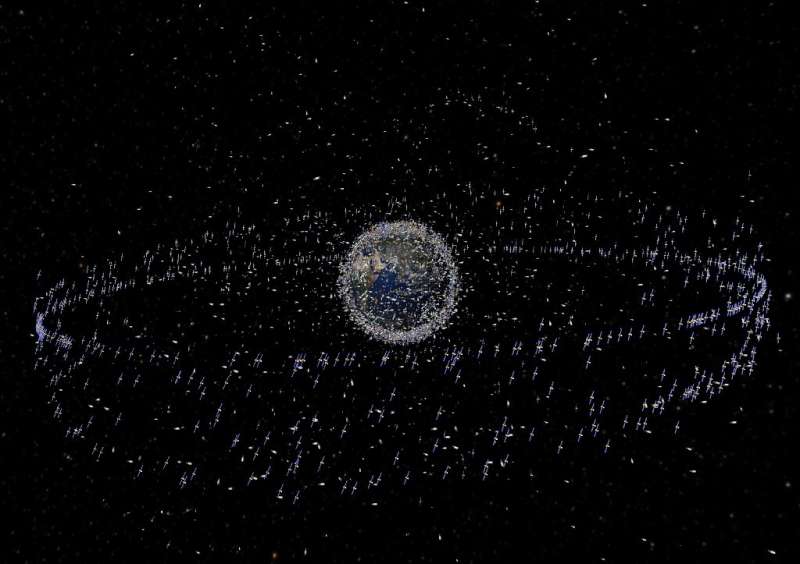 A digital estimation showing objects orbiting Earth dating back to 2008 - the number of satellites have since soared