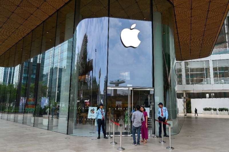 A new Apple retail store is pictured on the eve of its opening in Mumbai