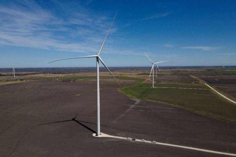 A new wind turbine installation near Dawson, Texas