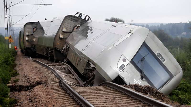 A passenger train derailed in eastern Sweden on Monday